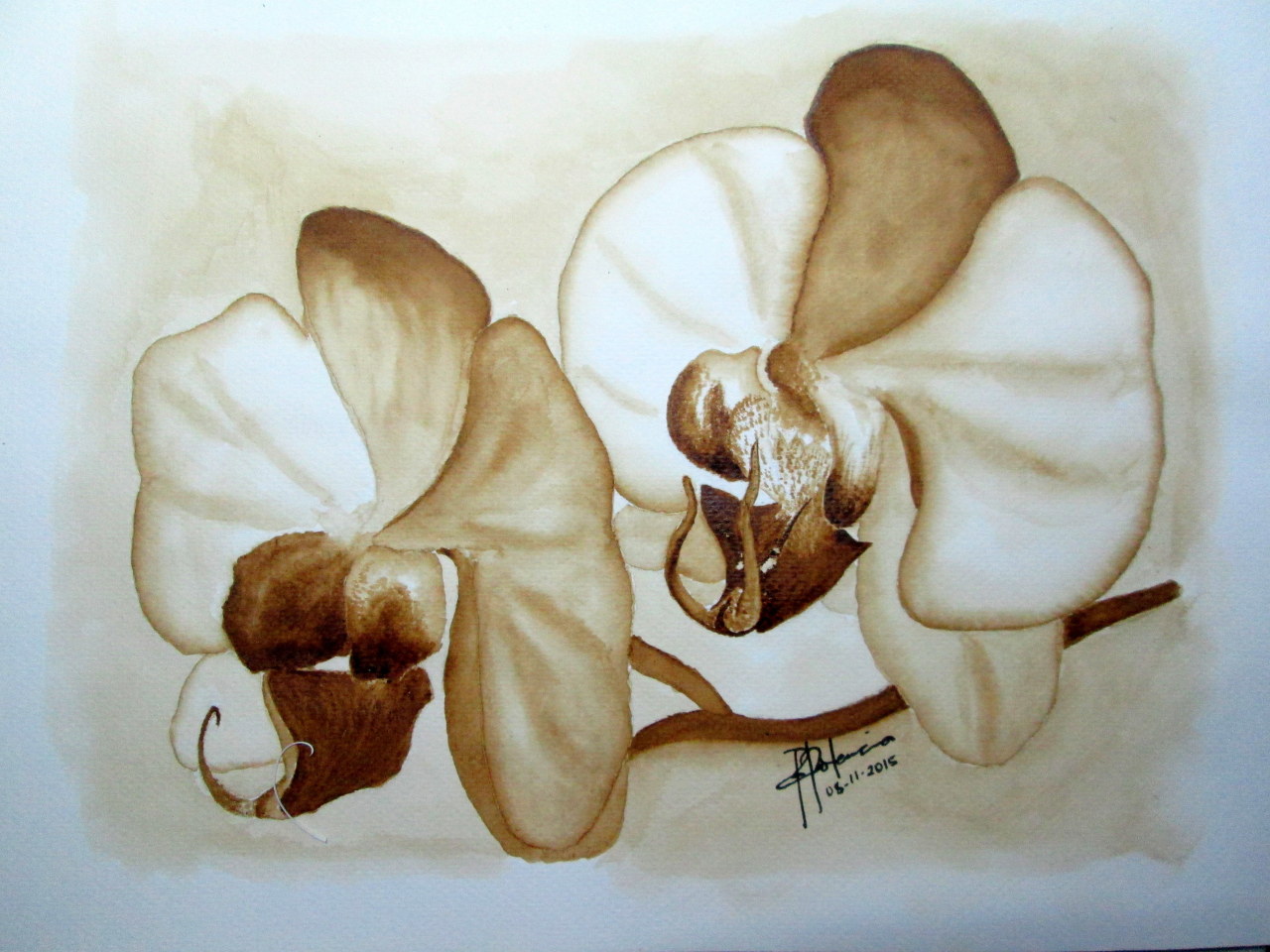 Orchids Coffee Painting