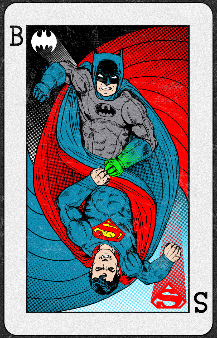 Poker card. Batman v Superman