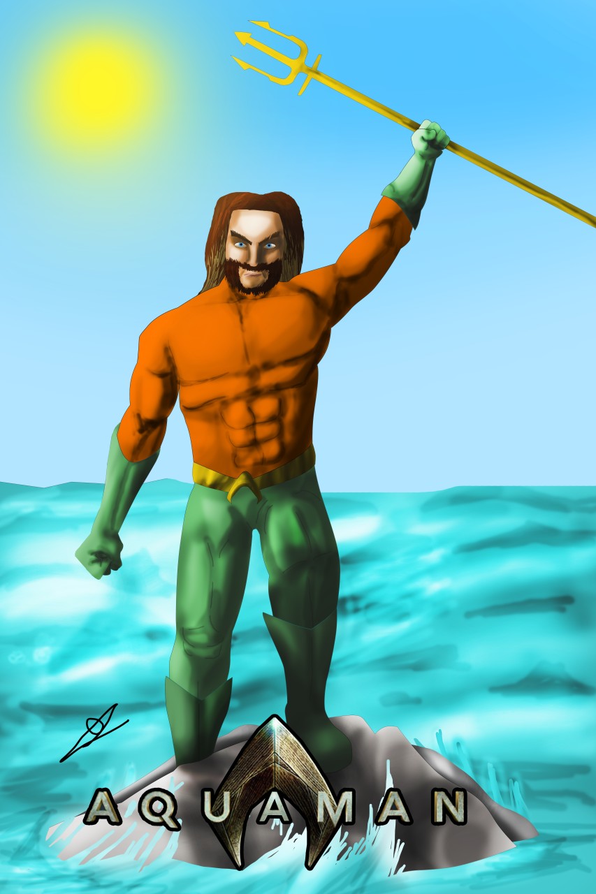 Dibujo Aquaman Jason Momoa (con texto)