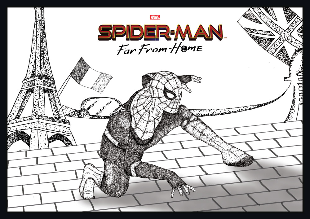 Spider Man Far From Home Drawing Black And White