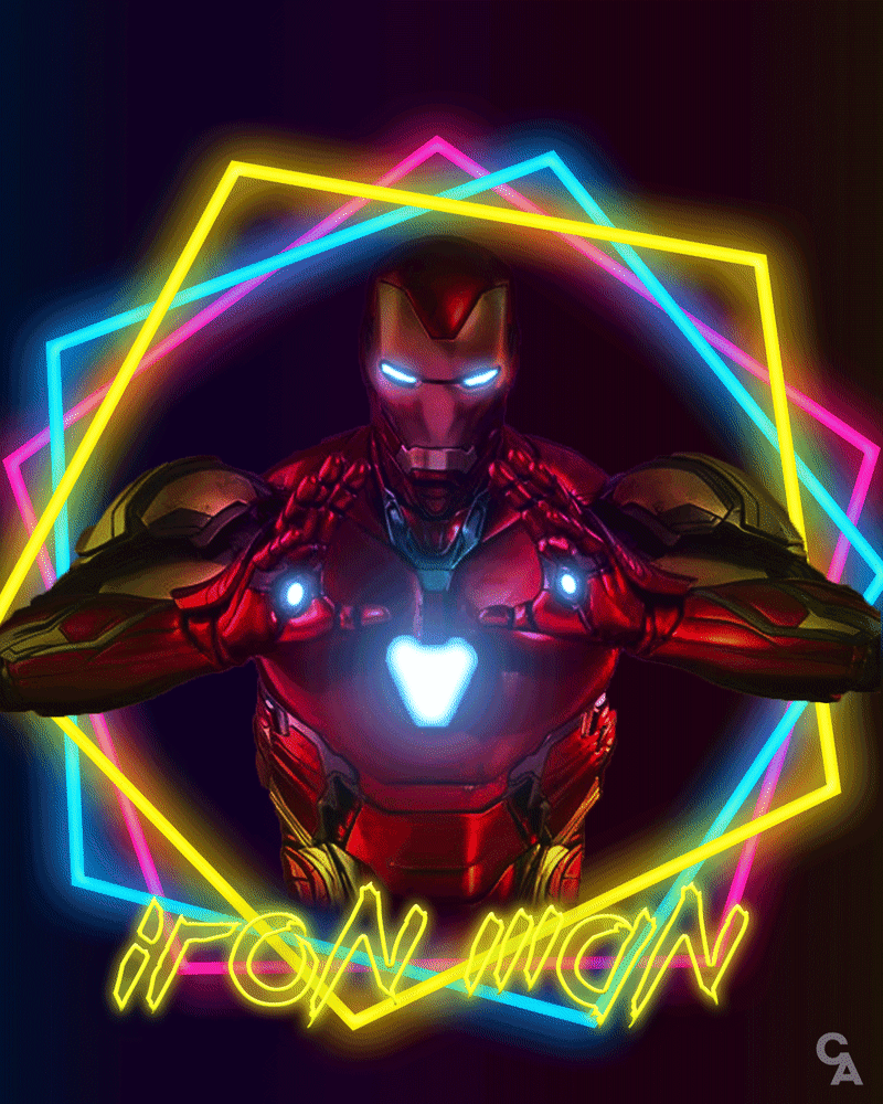 Neon Style Iron Man