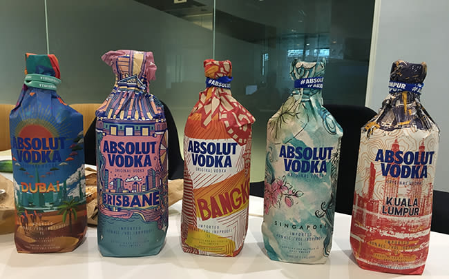 Bespoke art on Absolut Vodka bottles from Talenthouse
